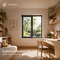 Ventana Abatible de Aluminio con Rotura de Puente Térmico, Hermética, de Doble Vidrio Aislante, Diseño Moderno para Sala de Estar, Marca YVETTE