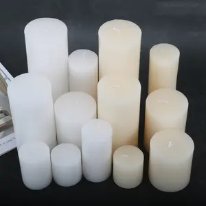 Wholesale good quality Paraffin Wax Unscented Flat-Topped White and Ivory White Pillar Candle
