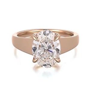 Anillo de Diamante Cultivado en Laboratorio, Oro Amarillo de 10k, 0.5ct, Forma Ovalada, Anillo de Compromiso con Diamante Cultivado en Laboratorio, Joyería para Mujer - Product Image 2
