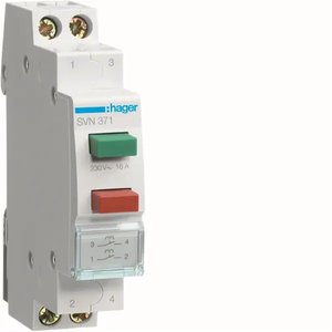 SVN371 compatibile con Hagers 2 pulsanti non illuminati 1 NO + 1 NO Modulo 1 DIN - Product Image 1