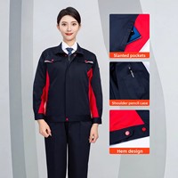 Combinaison de travail antistatique en polyester à manches longues pour hommes, pour station-service, épaisse et résistante à l'abrasion, uniforme de protection du travail printemps/automne