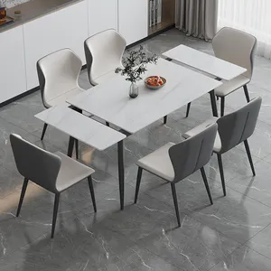 Table à manger complète de luxe pour 8 chaises meubles en pierre frittée ensemble de chaises de table à manger dans la salle à manger en pin recyclé