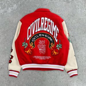 New Design Hip Hop Printed Eco-Friendly Windproof Anti-Bacterial Fleece Lined Bomber <strong>Jacket</strong> Letter Polyester <strong>Varsity</strong> <strong>Jacket</strong> - Product Image 2