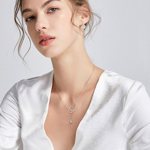 Moonlit Shooting Star Necklace Stainless Steel Moon Pendant Clavicle Chain For Women Gift Autumn Winter Jewelry - Product Image 4