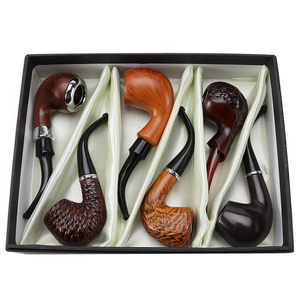 Coffret Cadeau Classique 6 Pièces – Pipe à Tabac en Bois Faite à la Main pour Herbes Sèches, Style <span class=keywords><strong>Ancien</strong></span>, <span class=keywords><strong>Porte</strong></span>-<span class=keywords><strong>Cigarettes</strong></span>, Ensemble de Fumeur - Product Image 1