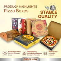 Boîte à pizza carrée en carton ondulé personnalisée avec impression offset, matériau de qualité alimentaire, jetable, fabriquée en Chine, commandes personnalisées acceptées
