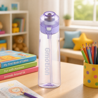 Bouteille à paille anti-fuite de qualité alimentaire, écologique et sûre, avec couvercle à ressort, idéale pour la randonnée, le camping, le sport, l'école et les voyages