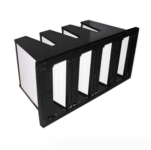 맞춤형 신산업용 ABS H13 H14 W 섬유 <span class=keywords><strong>HEPA</strong></span> 0.3m 공기 필터 패널 구조 클린 룸용 V-뱅크 필터 - Product Image 2