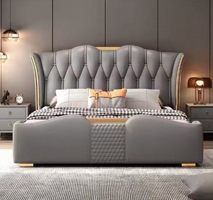 Thiết kế hiện đại da bọc giường Vua khung với thông minh LED & Lưu trữ cho nhà hoặc khách sạn Nữ Hoàng đầy đủ đồ nội thất phòng ngủ - Product Image 5