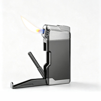 Briquet à pipe en alliage de zinc avec logo personnalisé, rechargeable au butane, flamme douce, avec poussoir à pipe et aiguille de nettoyage