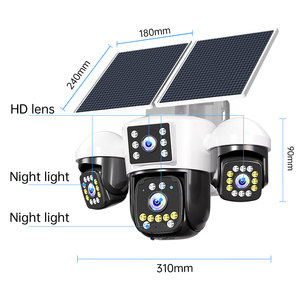 Caméra solaire 4G sans fil extérieure 12MP à 4 objectifs et 4 écrans, avec 3 objectifs rotatifs via application, enregistrement 24/7, vision nocturne couleur, caméra de surveillance CCTV - Product Image 6