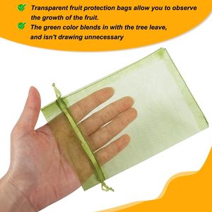 Fruit Protection Bags, 4x6 Inch Green Strawberry <b>Netting</b> Covers, Drawstring <b>Mesh</b> Bags, Pest Barrier for Blueberries - Product Image 6