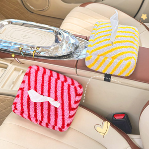 Car Tissue Box Plush Rectangular Hanging Rear Seats Dual Purpose Vehicle <b>Interior</b> <b>Accessory</b> - Product Image 2