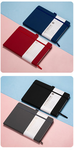 Carnet de notes professionnel personnalisé à spirale avec reliure agrafée, couverture en tissu et sangle en cuir PU <span class=keywords><strong>Macaron</strong></span>, épaissi, idéal comme cadeau simple - Product Image 3