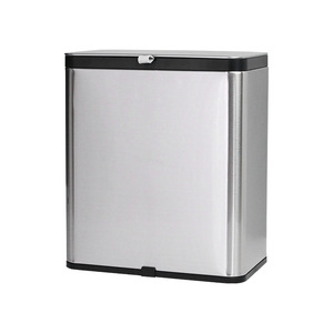 Stainless Steel Wall Mounted Trash Can Rectangular Sliding Lid Kitchen Bathroom Cabinet <b>Door</b> Desktop Use - Product Image 5