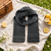 Écharpe longue pour homme en maille côtelée épaisse gris chiné, écologique et légère, mélange acrylique/nylon/laine/spandex, châle d'hiver