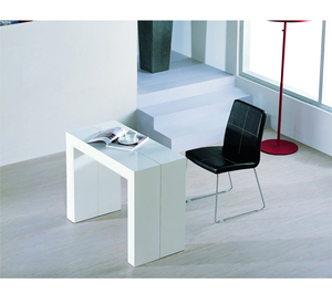 Modern High Gloss White Metal Frame <strong>Pull</strong> <strong>Out</strong> Extending Office <strong>Desk</strong> 10 Seater for Small Space - Product Image 4