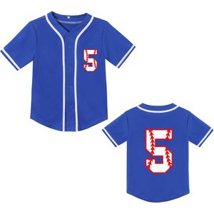 Kids Baseball Jersey Boys 5th Birthday <b>Shirt</b> Print 5 Short Sleeve Breathable <b>Polyester</b> Sport Top - Product Image 1
