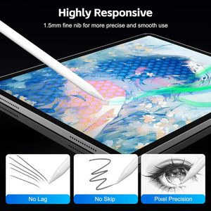 Stylet capacitif actif WKZP045 <span class=keywords><strong>pour</strong></span> <span class=keywords><strong>iPad</strong></span> 2018+ avec autonomie de 30H, rejet de la paume, écran LED et pointe remplaçable en forme de D - Product Image 6