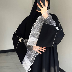 Nida Style Simple Femmes Robe Noir Abaya Islamique Musulman Vêtements <span class=keywords><strong>Dentelle</strong></span> Manchette À Manches Longues Maxi Robe Robe Caftan <span class=keywords><strong>Djellaba</strong></span> Ramadan - Product Image 5