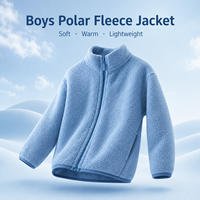 Veste polaire pour garçons 320GSM, fermeture éclair intégrale, col montant, douce, chaude et légère, vêtements d'extérieur pour enfants, vente en gros OEM ODM