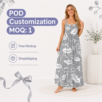 Robe de nuit longue à fines bretelles S-2XL, imprimé personnalisé par sublimation, livraison directe, chemise florale, vêtements de maison, pyjama