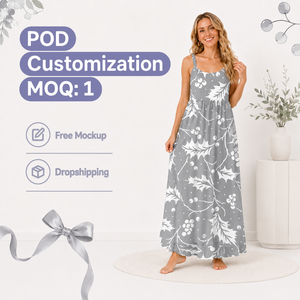 Spaghetti Strap Maxi Sleep Dress S-2XL Custom Print Sublimation Dropship Floral Chemise Homewear Pajamas