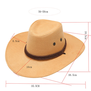Custom Logo American <strong>Western</strong> Cowgirl Party Club Bar Headwear Outdoor Women Man Sunshade Suede Top Wide Brim Cowboy <strong>Hat</strong> - Product Image 6