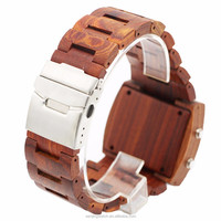 Montres carrées en bois écologiques tendance pour hommes, boîtier en bois naturel, mouvement japonais PC21, montre à quartz, directement de l'usine.