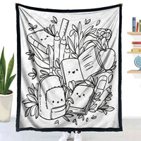 Couverture à colorier DIY motif cactus en ligne simple, lavable, réutilisable, douce, pour peinture manuelle d'enfants, personnalisable