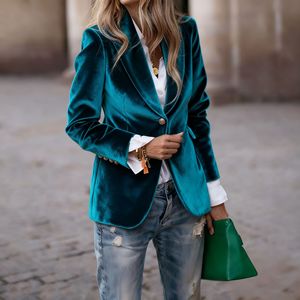 سترة نسائية أنيقة ضيقة للربيع مقاس <span class=keywords><strong>S</strong></span>-2XL بزر واحد للإغلاق، نمط محبوك صلب اللون - Product Image 5