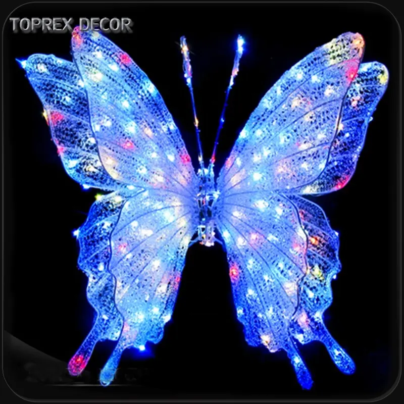 Toplex-decoración 3D de mariposas, iluminación de hadas acrílicas, colgante colorido de 24V, decoración para fiesta de boda comercial