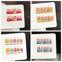Uñas Postizas Hechas a Mano con Pedrería 3D Brillante, Cobertura Completa, Punta Francesa, Uñas a Presión Tipo Pico de Pato