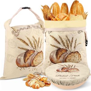 Sacs à pain réutilisables en coton et cire d'abeille écologiques – Ensemble de rangement alimentaire pour cuisine, garde le levain frais, pliable - Product Image 1