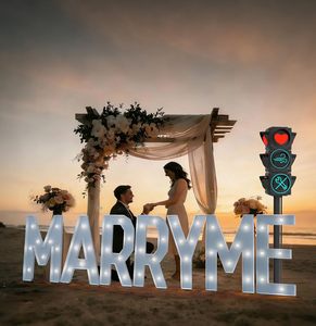 Kit de Letras Luminosas para Propuesta de Matrimonio con Soporte Antivuelco de 3 Pies - Decoración Romántica para Bodas y Aniversarios para Uso en Interiores - Product Image 1