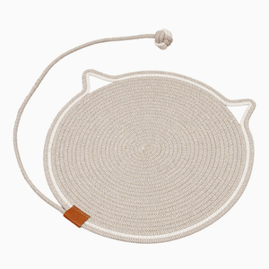 Rascador para Gatos de Cuerda de Algodón, Tapete Tejido para Rascar, Juguete Lavable para Mascotas, Forma Redonda de Gato, para Gatos de Interior - Product Image 1