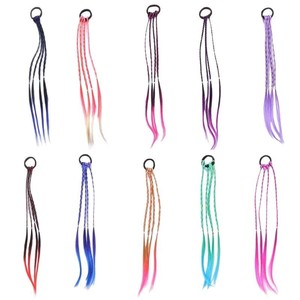 跨境可爱儿童假发彩色马尾辫亚马逊同款发饰库存TEMU来源专为 - Product Image 5