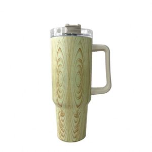 Mug de voyage isotherme classique en acier inoxydable motif léopard de 40 oz avec couvercle et paille, poignée, logo personnalisable, 5 couleurs en stock - Product Image 4
