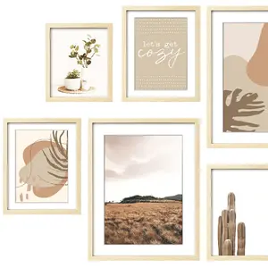 Moderne Neutrale Galerij Muurframe Set Decoratieve Kunst Prints Hout Fotolijst Collage Wanddecoratie Voor Huisdecoratie