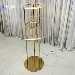 LEDA - Centro de Mesa de Acero Inoxidable Dorado Brillante de Alta Calidad para Bodas, Soporte para Flores, Decoración para Fiestas y Bodas - Product Image 1