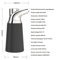 Dispensador Automático de Jabón Líquido y Desinfectante de 700 ml (23.7 oz), con Sensor Táctil, Impermeable, para Uso Comercial y Doméstico