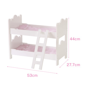Meubles miniatures en bois unisexe pour poupées, lit superposé en bois avec écran, lit pour enfants - Product Image 5