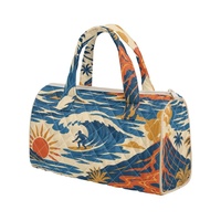 Sac à main brodé personnalisé avec imprimé vague hawaïenne et motif floral Hibiscus des Fidji pour le shopping, les voyages et le quotidien
