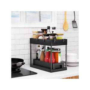 2-Pack estraibile in plastica sotto lavello organizer armadio di stoccaggio per la cucina e il bagno lavello aree