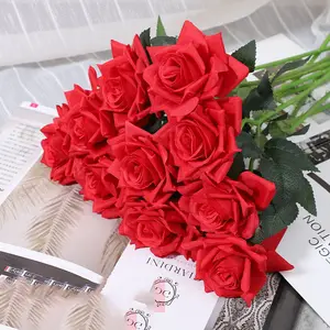 Sen ช่อดอกไม้ผ้าไหมปลอมดอกกุหลาบประดิษฐ์สำหรับตกแต่งบ้านงานแต่งงานสีชมพูสีแดงสีขาวสีม่วง