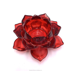 Petits lots de vente au détail Bougie chauffe-plat Fleur de lotus Bougie en <span class=keywords><strong>verre</strong></span> de luxe Porte-bougie Candélabres Centre de table décoratif pour la maison - Product Image 1