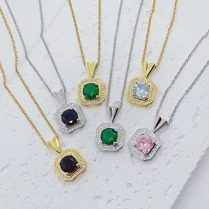 Collar de acero de titanio con incrustaciones de doble capa, collar con colgante de circón cuadrado, cadena de clavícula, joyería - Product Image 1