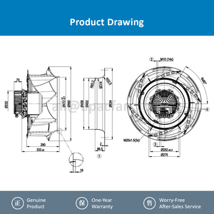 Ventilateur centrifuge à haute pression statique pour système HVAC, marque allemande originale ebmpapst R3G630-RB32-71 - Product Image 6
