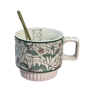 Taza de cerámica japonesa bonita, taza de té y café estilo <span class=keywords><strong>estambre</strong></span> de tulipán con estilo Ins, taza de agua para oficina y hogar para obsequios - Product Image 5