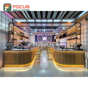 Comptoir de service commercial pour café, finition panneau blanc, zone de présentation de bouteilles de sirop, comptoir de café commercial - Product Image 2